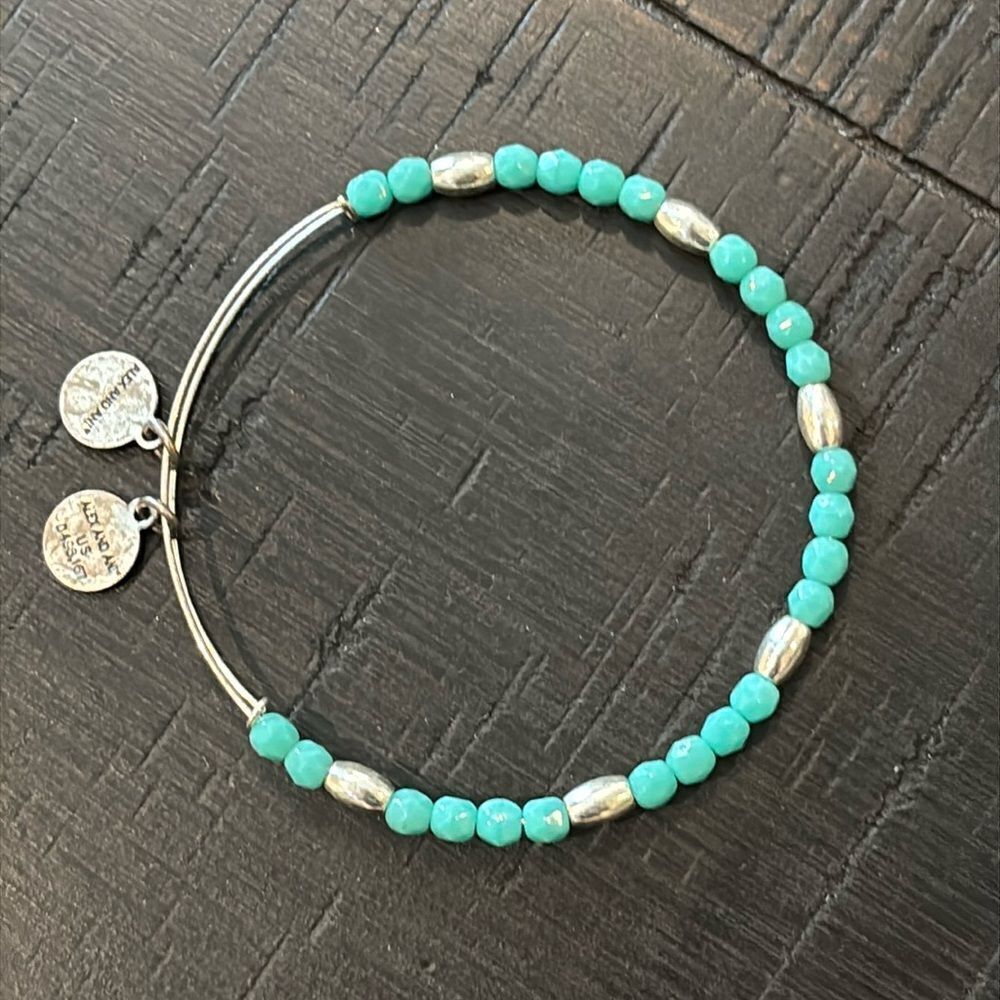Alex and Ani Balance Bead II Turquoise Bracelet Silver Tone One Size Bangle​